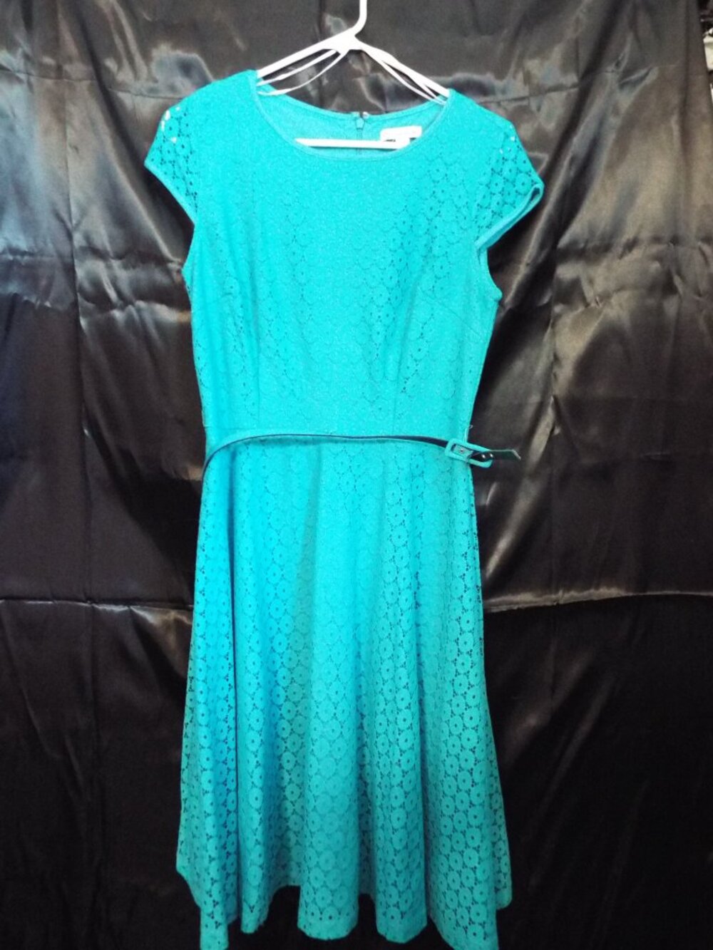1950s Style Aqua Dress with Belt Size 8